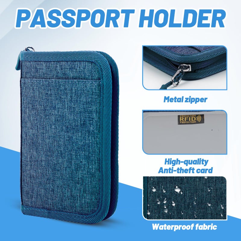 EPIMA Passport Holder for Travel Essentials, RFID Blocking Protector Passport Wallets, Passport Document Organizer Case for Travel Must Have, Passport Book for Women, Couple, Family Cards, Tickets, ID, Cash - Image 3
