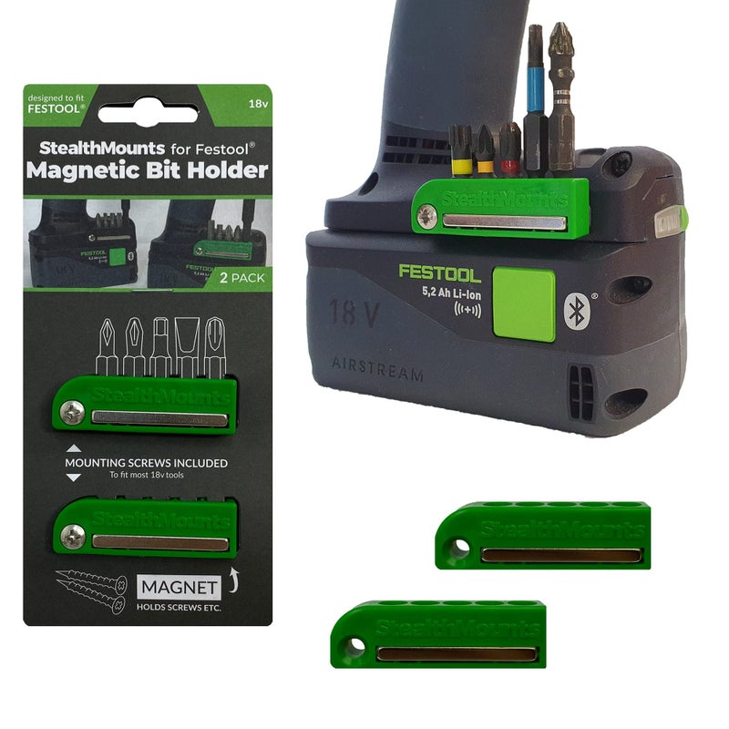 StealthMounts Magnetic Bit Holder for Festool (2 Pack) - Green | Made in UK - Image 4
