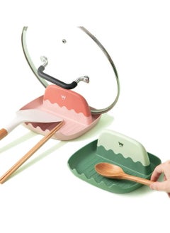 2 Pack Lid Spoon Rest for Kitchen Counter, Ladle Spoon Holder with Pot Lid Holder for Cooking
