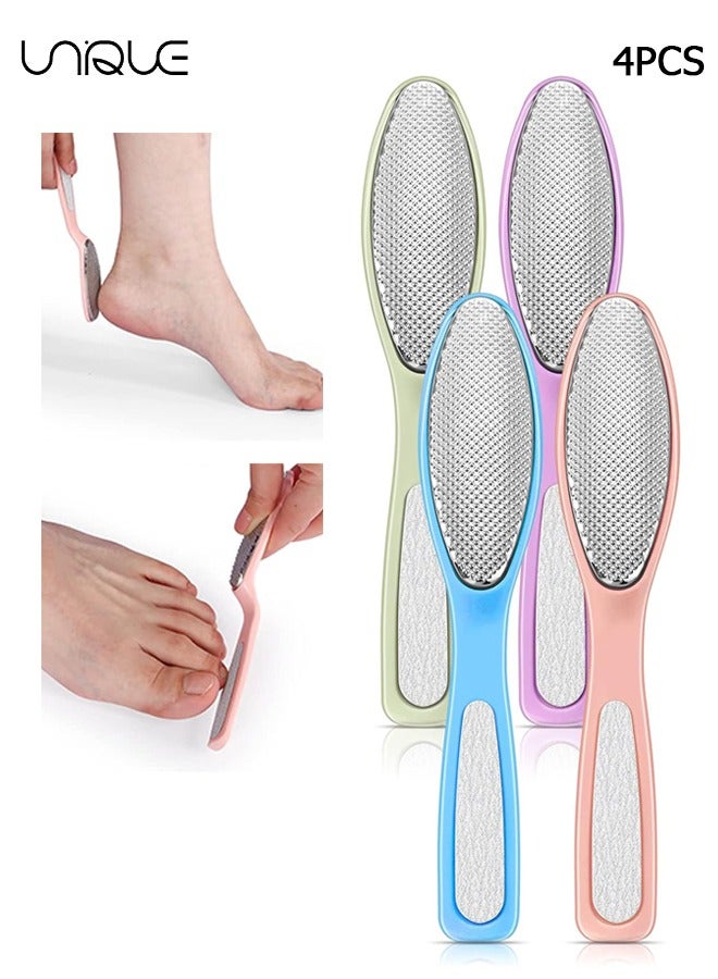 يونيك ملف القدم ، 4 قطع الغسيل القدم ، مزيل الكالس على الوجهين للقدمين ، أداة عرموش باديكير لإزالة الجلد الميت الصلب ، تستخدم على كل من القدمين الرطبة والجافة ، بسهولة للرجال امرأة ، 4 ألوان - Image 1