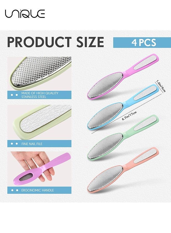 يونيك ملف القدم ، 4 قطع الغسيل القدم ، مزيل الكالس على الوجهين للقدمين ، أداة عرموش باديكير لإزالة الجلد الميت الصلب ، تستخدم على كل من القدمين الرطبة والجافة ، بسهولة للرجال امرأة ، 4 ألوان - Image 2