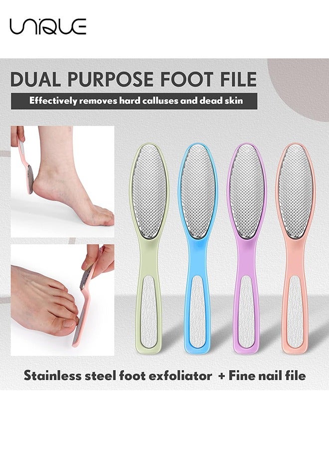 يونيك ملف القدم ، 4 قطع الغسيل القدم ، مزيل الكالس على الوجهين للقدمين ، أداة عرموش باديكير لإزالة الجلد الميت الصلب ، تستخدم على كل من القدمين الرطبة والجافة ، بسهولة للرجال امرأة ، 4 ألوان - Image 3