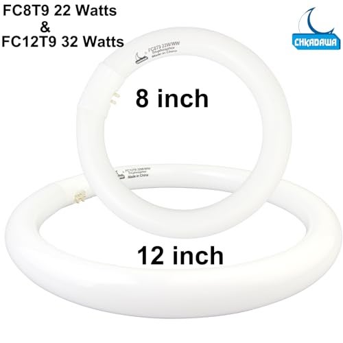 CHKADAWA FC8T9/KB 22W and FC12T9/KB 32W Warm White Set, Round Fluorescent 8 inch T9 22 Watts & Circular Light Bulbs 12 inch 32 Watts Pack, Circline Kitchen and Bath Ceiling Fan Bulb, 3000K, G10q Prong - Image 4