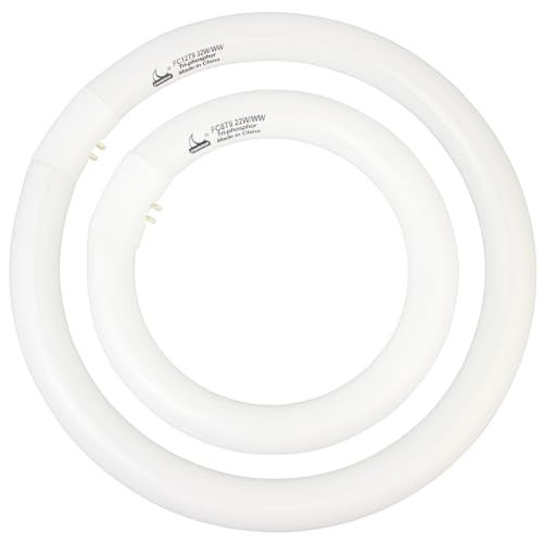 CHKADAWA FC8T9/KB 22W and FC12T9/KB 32W Warm White Set, Round Fluorescent 8 inch T9 22 Watts & Circular Light Bulbs 12 inch 32 Watts Pack, Circline Kitchen and Bath Ceiling Fan Bulb, 3000K, G10q Prong - Image 1