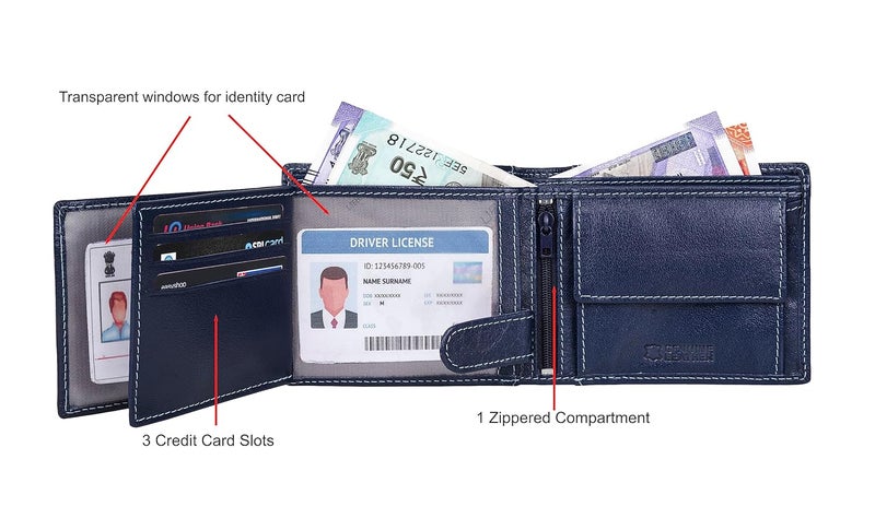 URBANFOREST محفظة أوليفر أنيلين زرقاء جلدية للرجال - Image 4