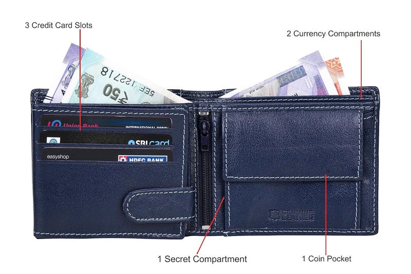 URBANFOREST محفظة أوليفر أنيلين زرقاء جلدية للرجال - Image 3