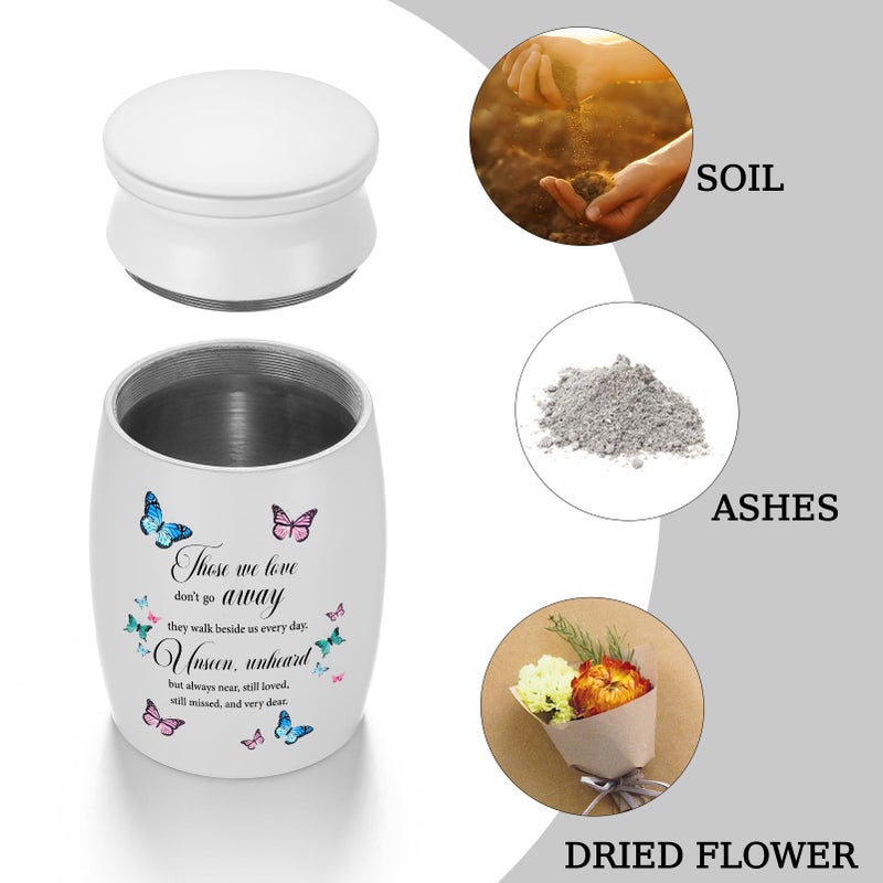 abooxiu Small Urns For Human Ashes 3 Inches Mini Urn Aluminium Memorial Small Keepsake Urn Butterfly Mini Cremation Funeral Urn Ashes Holder - Image 5