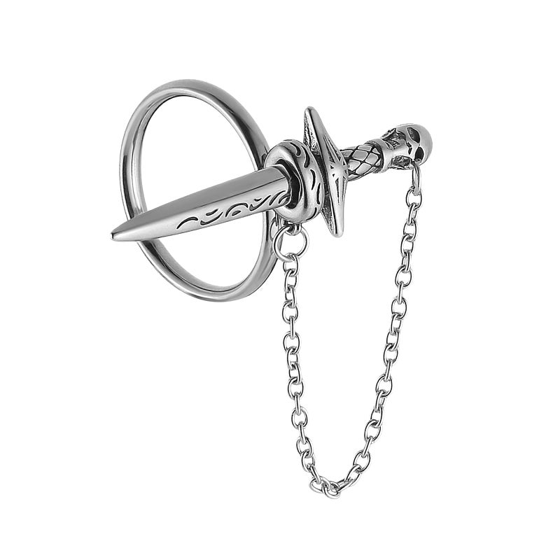 HZMAN Sword Ring for Men Women Stainless Steel Gothic Punk Plug-in Skull Dagger Rings Jewelry Gift (Size,10) - Image 1