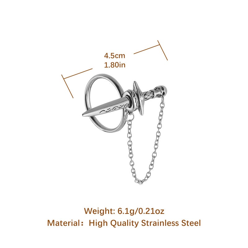 HZMAN Sword Ring for Men Women Stainless Steel Gothic Punk Plug-in Skull Dagger Rings Jewelry Gift (Size,10) - Image 5