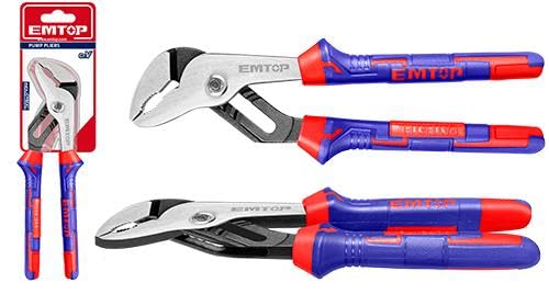 EMTOP EMTOP MBTstore EPLRP1022 Pump Pliers 250mm10 inches CrV Steel Black Finish TwoTone Handle Packed with PP Hanger 