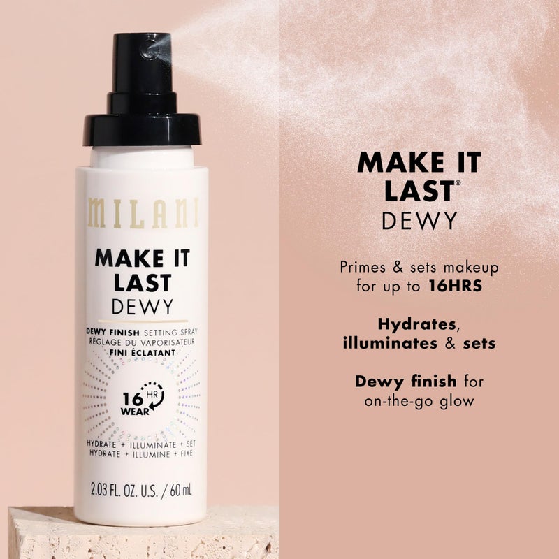 Milani Setting Spray + Primer, Make It Last Dewy - Dewy Finish Moisturizing Formula for Glow on the Go, Setting Spray for Makeup and Face Primer, Prime + Set + Hydrate, 2.03 Fl. Oz - Image 2