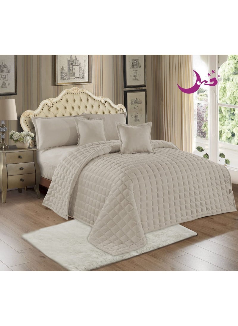 Moon 4 Pieces Soft Velvet Fur-Free Comforter Bedspread Set Single 