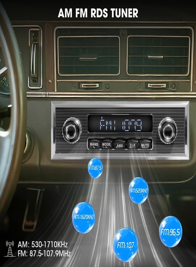 aboutBit Single Din Classic Car Stereo: Vintage Retro Style Radio for Truck - Bluetooth LCD Display AM FM Receiver USB AUX-in Pre-amp Subwoofer Output - Image 5