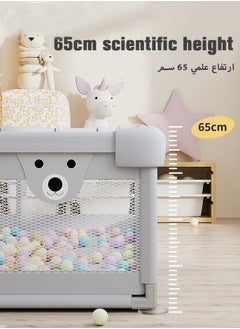 bbet bbet Playpen, Playpen for Baby, 150*180cm Baby Play Area, Baby Playpen with Mat Baby Fence for Baby Safety,Fence for Kids ,Infant Indoor And Outdoor Kids Activity Center With 50 Pieces Ocean Balls and 2 Packs of Pull Rings حاجز العاب للاطفال سياج امان للعب الاطفال  - Image 4