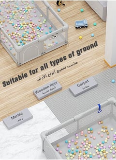 bbet bbet Playpen, Playpen for Baby, 150*180cm Baby Play Area, Baby Playpen with Mat Baby Fence for Baby Safety,Fence for Kids ,Infant Indoor And Outdoor Kids Activity Center With 50 Pieces Ocean Balls and 2 Packs of Pull Rings حاجز العاب للاطفال سياج امان للعب الاطفال  - Image 5