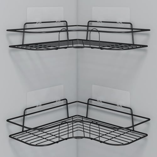 HOUZA Bathroom Corner Rack – Durable, Strong Self-Adhesive Metal Organizer with No Drilling Needed – Rustproof, Quick & Easy Installation for Shower, Kitchen & Toilet Area (Set of 2) - Image 3