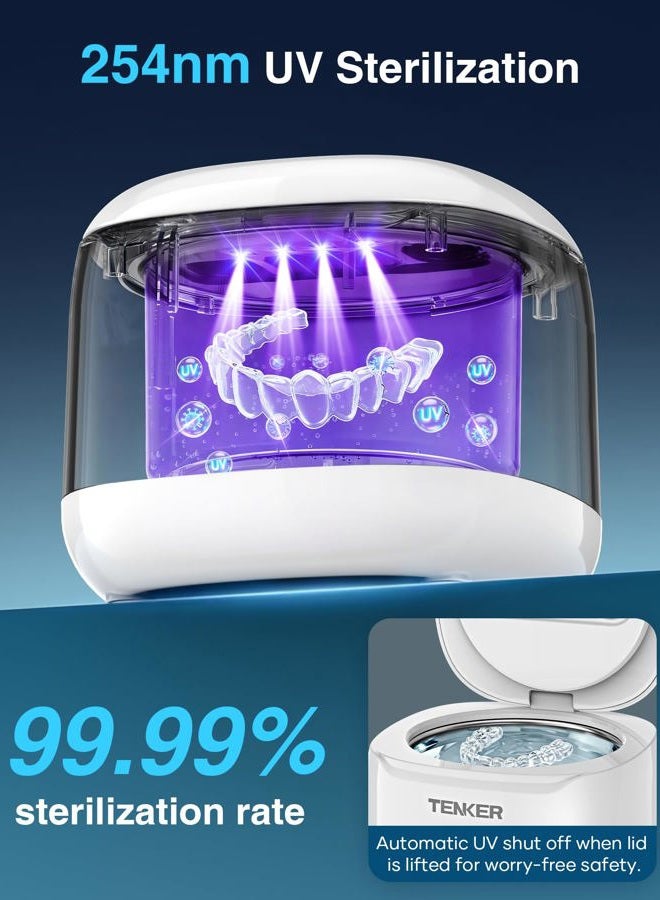 TENKER Ultrasonic Retainer Cleaner Machine, 49kHz Dental Cleaning Pod for Night Guards, Mouth Guards, Aligner, Braces, Toothbrush, Jewelry, Dentures, Ultrasonic Cleaner for Oral Dental Care, 220ML, White - Image 3