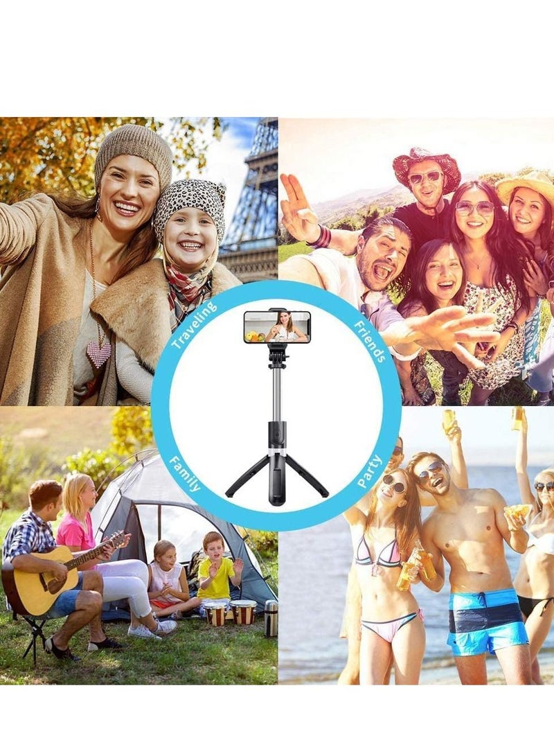 Bluetooth Extendable Selfie Sticks with LED Fill Light Wireless Remote and Tripod Stand 3-in-1 Multifunctional Selfie Stick Portable Lightweight Compatible with All Smartphones (Black-Fill Light)  - Image 5
