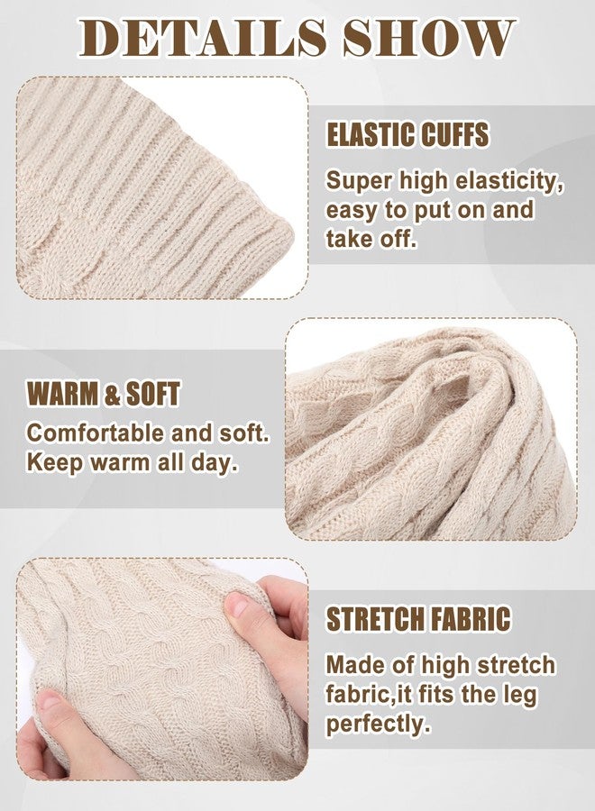 Chuarry Winter Fleece Lined Leg Warmer for Women Knit Long Boot Socks Double Layer Skating Warmth(Black, White, Dark Gray, Light Gray, Wine Red, Light Khaki,6 Pairs) - Image 4