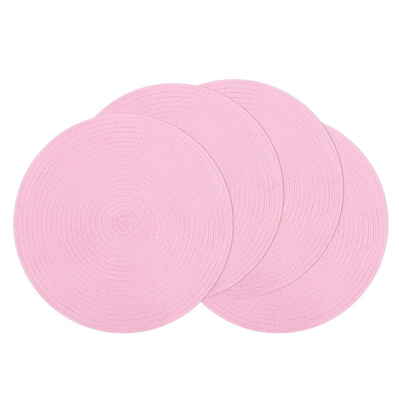SHACOS Round Braided Placemats Set of 4 Washable 15 inch Round Table Mats for Dining Table Place Mats Home Wedding Party Decor (Pink, 4) - Image 1