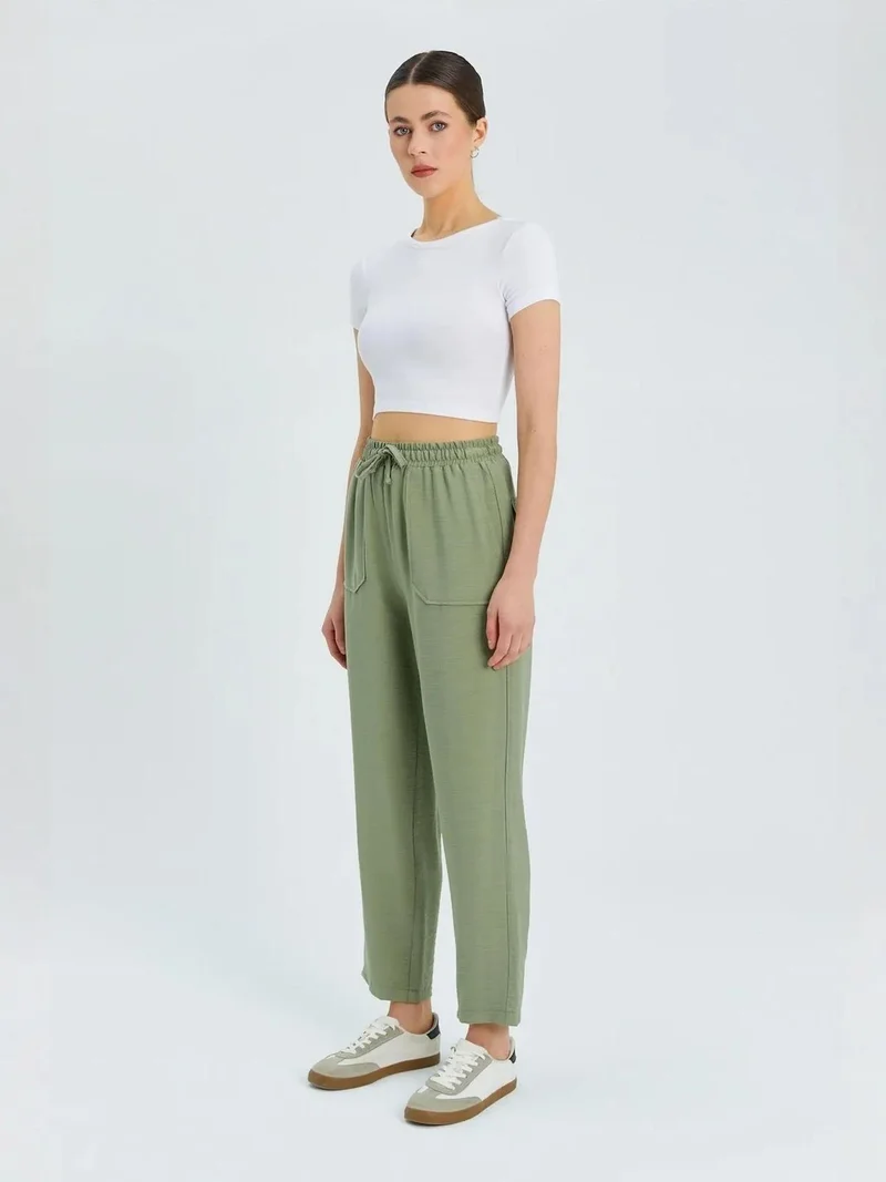 MixRay Mixray High Waist Carrot Fit Pants with Drawstring Waist