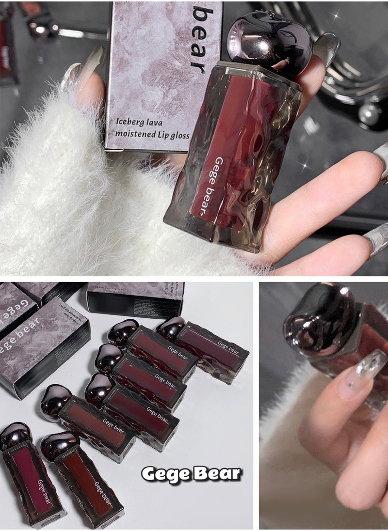 Gege bear - Iceberg Lava Moistened Lip Gloss, Mirror Glossy Ultra Hydrating Long Lasting Nonstick Cup Moisturizing Tinted Liquid Lipstick, Plump Lips and Improve Complexion - Image 1