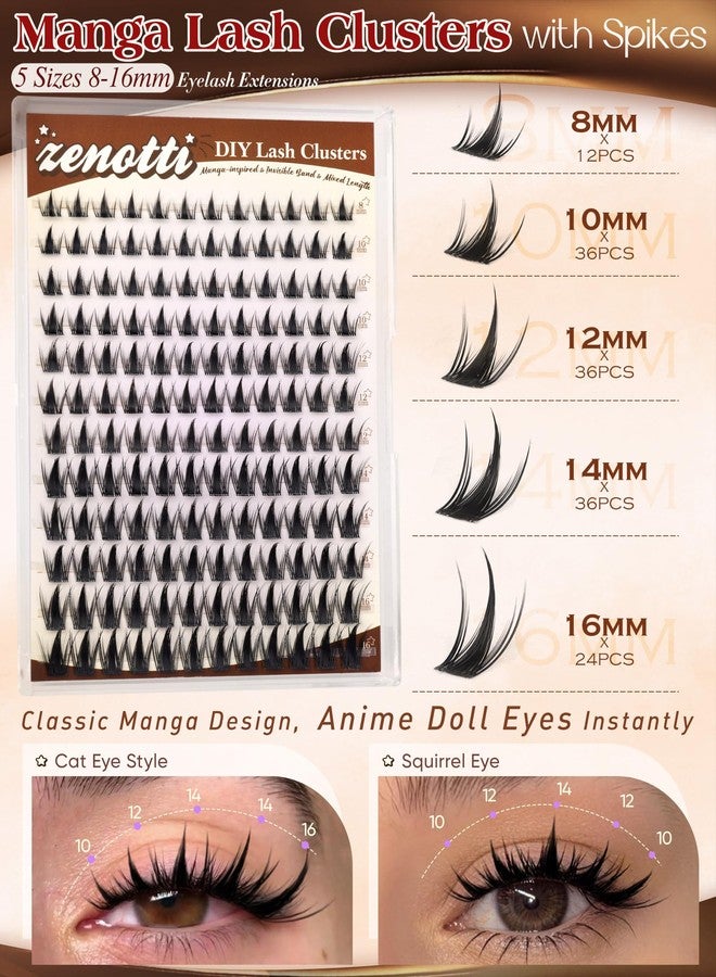 zenotti Manga Lash Clusters Natural Anime Lash Clusters with Spikes Fairy Cluster Eyelash Extensions Wispy Spiky Cosplay Individual Lashes with Invisible Band C Curly Doll Lash Extension 8-16MM by zenotti - Image 3
