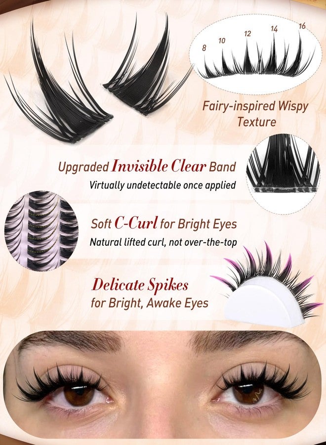 zenotti Manga Lash Clusters Natural Anime Lash Clusters with Spikes Fairy Cluster Eyelash Extensions Wispy Spiky Cosplay Individual Lashes with Invisible Band C Curly Doll Lash Extension 8-16MM by zenotti - Image 5