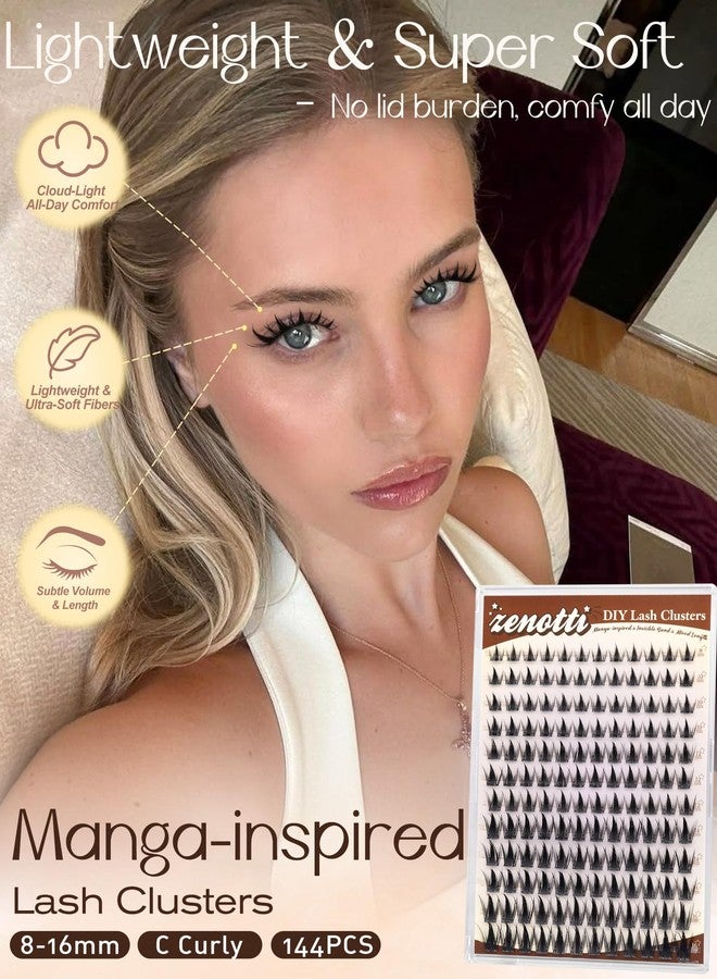 zenotti Manga Lash Clusters Natural Anime Lash Clusters with Spikes Fairy Cluster Eyelash Extensions Wispy Spiky Cosplay Individual Lashes with Invisible Band C Curly Doll Lash Extension 8-16MM by zenotti - Image 4