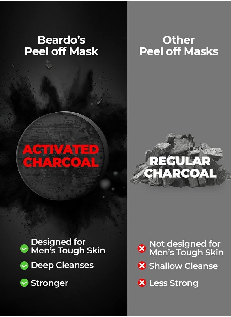 BEARDO - Beardo Activated Charcoal Peel Off Mask for Men 100g Charcoal Face Mask for Glowing Skin Detoxifying Facial Kit for Men Peel Off Mask Men For Oily and Dirt free skin - Image 1