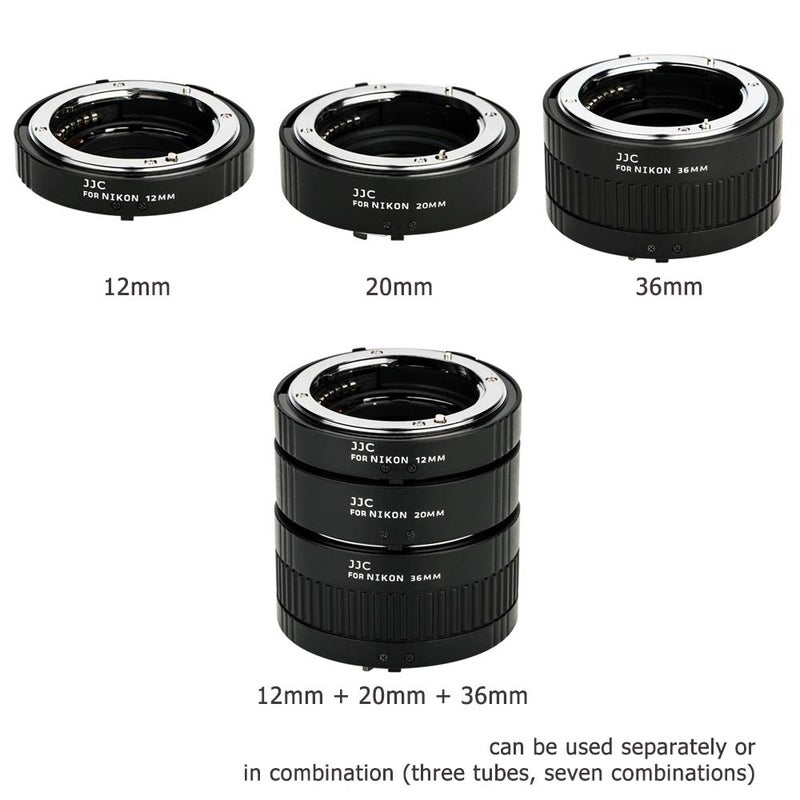 JJC F Mount Auto Focus Macro Extension Tube Set for Nikon D850 D750 D780 D3500 D3400 D7500 D7200 D7100 D7000 D5600 D5500 D5300 D5200 D5100 D5000 D3300 D3200 D3100 D800 D810 D700 D610 D600 D500 & More - Image 3
