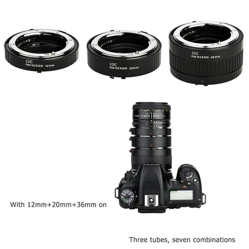 JJC F Mount Auto Focus Macro Extension Tube Set for Nikon D850 D750 D780 D3500 D3400 D7500 D7200 D7100 D7000 D5600 D5500 D5300 D5200 D5100 D5000 D3300 D3200 D3100 D800 D810 D700 D610 D600 D500 & More - Image 4