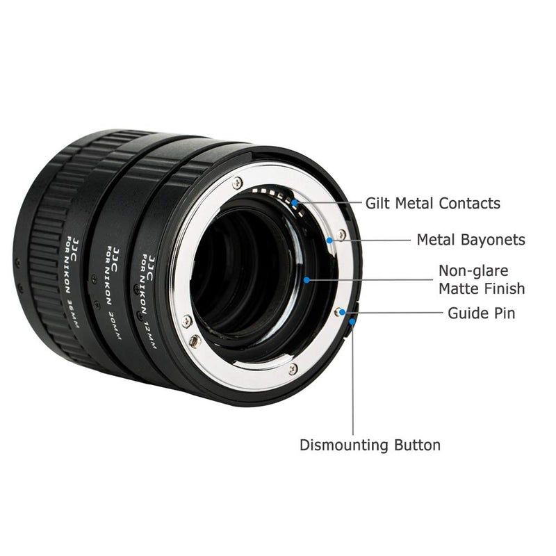 JJC F Mount Auto Focus Macro Extension Tube Set for Nikon D850 D750 D780 D3500 D3400 D7500 D7200 D7100 D7000 D5600 D5500 D5300 D5200 D5100 D5000 D3300 D3200 D3100 D800 D810 D700 D610 D600 D500 & More - Image 2
