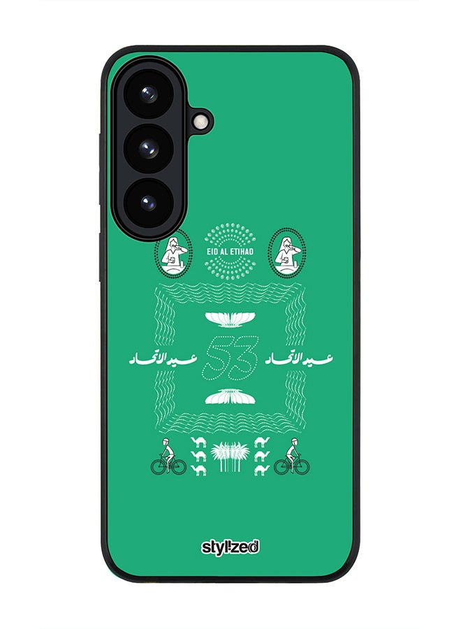 For Samsung Galaxy S26 Plus Case,Slim fit Camera Protection, Shockproof Thin Phone cover  - Eid Al Etihad 53 National Day Poster Design Green