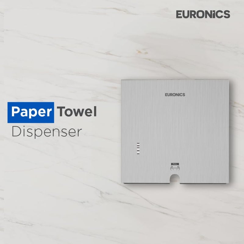 Euronics EP02 Stainless Steel Paper Towel Dispenser (Small) – Wall Mount 304-Grade Steel | Holds 300 C-Fold/Multifold Towels | Compact, Durable & Hygienic | for Commercial Washrooms - Image 5