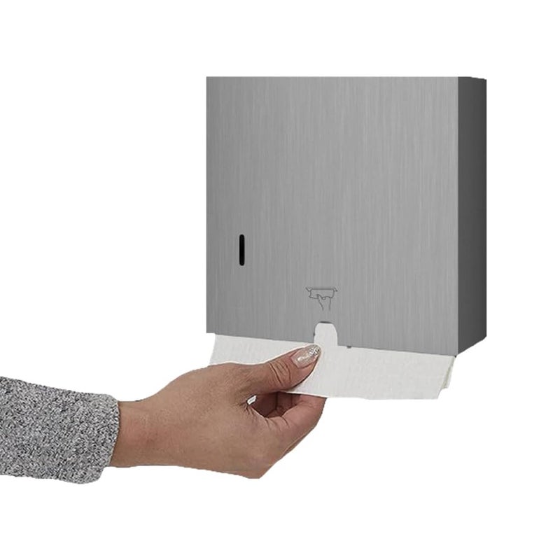 Euronics EP02 Stainless Steel Paper Towel Dispenser (Small) – Wall Mount 304-Grade Steel | Holds 300 C-Fold/Multifold Towels | Compact, Durable & Hygienic | for Commercial Washrooms - Image 1