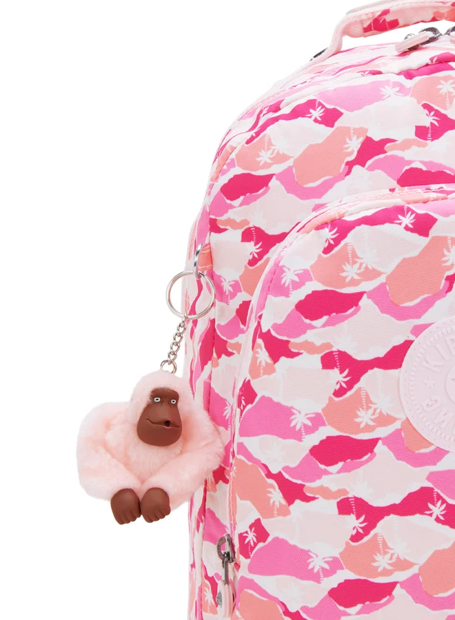 kipling Class Room Pink Palm Large Backpack (With Laptop Compartment) I7090-1Bv