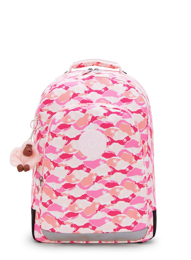 kipling Class Room Pink Palm Large Backpack (With Laptop Compartment) I7090-1Bv - Image 1