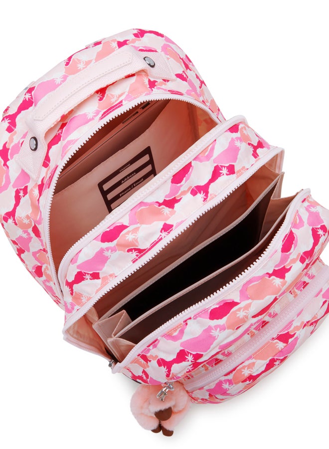 kipling Class Room Pink Palm Large Backpack (With Laptop Compartment) I7090-1Bv - Image 3