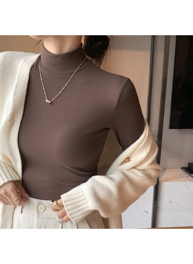 Modal Women'S Solid Color Semi-High Neck Top For Spring And Autumn, Premium Feel, Can Be Worn Alone Or As A Base Layer - Image 2