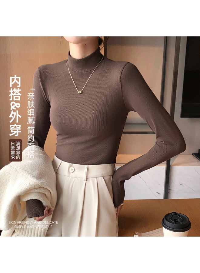 Modal Women'S Solid Color Semi-High Neck Top For Spring And Autumn, Premium Feel, Can Be Worn Alone Or As A Base Layer - Image 4