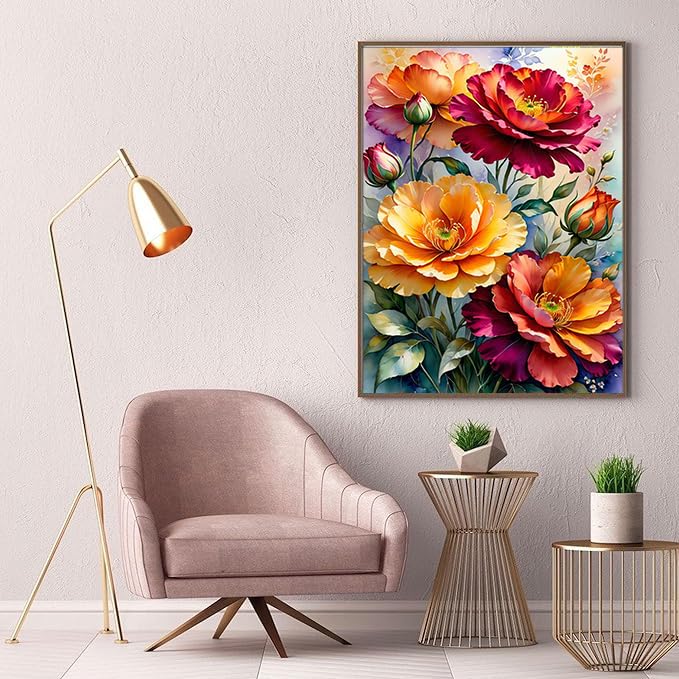 Ekuxom Flower Diamond Art Kits for Adults, Diamond Art Painting Kits Flowers, 5D Full Drill Diamond Painting Flowers Diamond Art for Home Wall Decor 12x16inch - Image 3