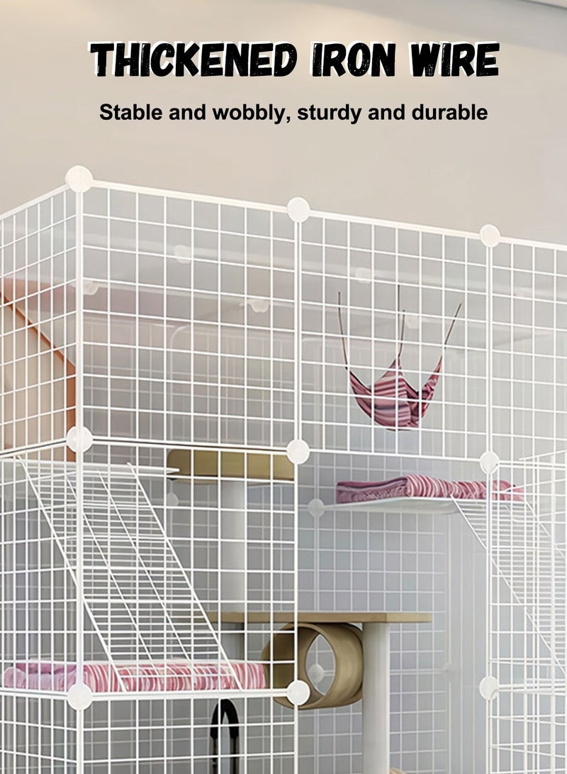 كيدل الكبير قطة قفص 4-الطبقة المعدنية سلك كينلز غلاف الحيوانات بيت سياج قابل للفصل داخلي DIY الحيوانات الأليفة صندوق Playpen ل 1-5 القطط ممارسة المساحة - Image 4