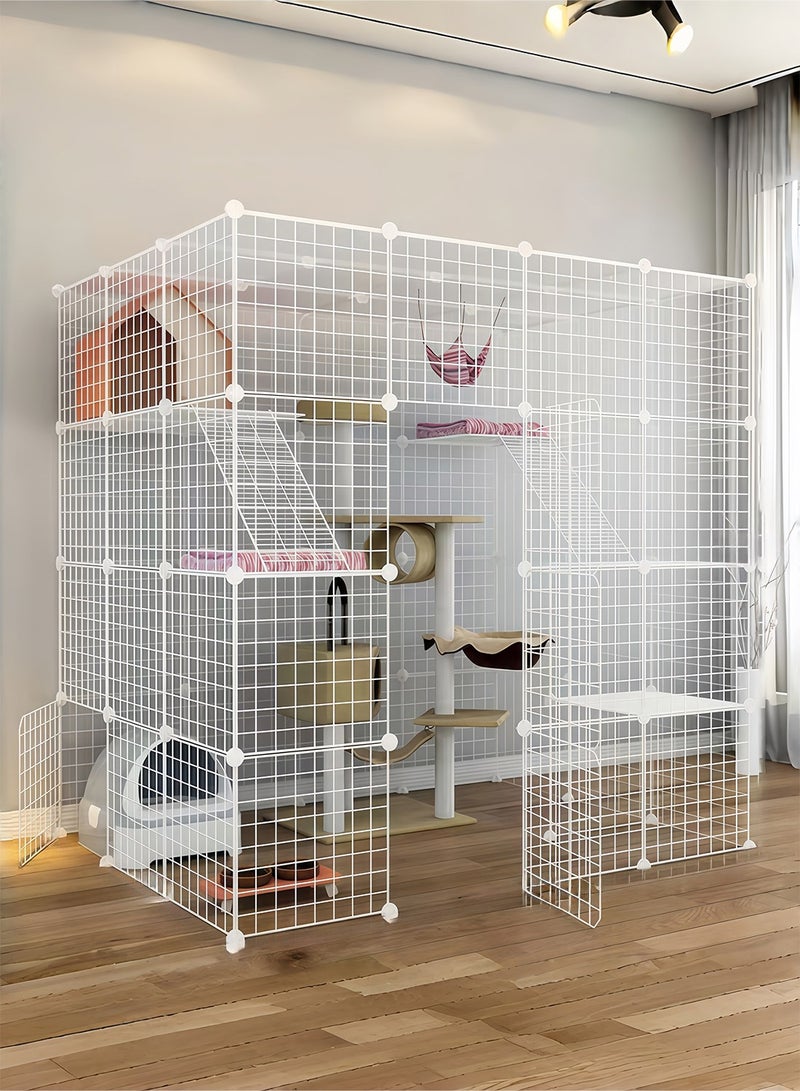 كيدل الكبير قطة قفص 4-الطبقة المعدنية سلك كينلز غلاف الحيوانات بيت سياج قابل للفصل داخلي DIY الحيوانات الأليفة صندوق Playpen ل 1-5 القطط ممارسة المساحة - Image 1