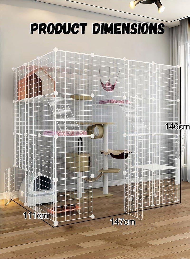 كيدل الكبير قطة قفص 4-الطبقة المعدنية سلك كينلز غلاف الحيوانات بيت سياج قابل للفصل داخلي DIY الحيوانات الأليفة صندوق Playpen ل 1-5 القطط ممارسة المساحة - Image 5