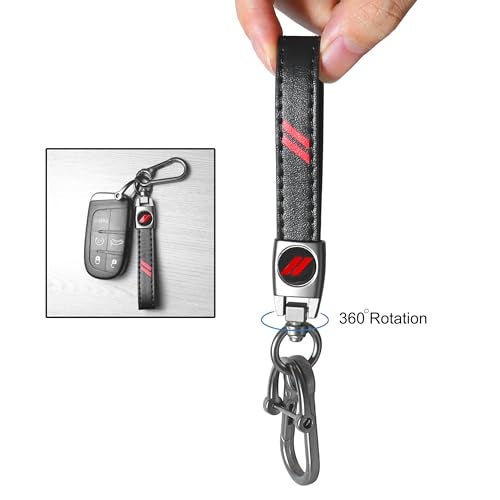 YOSRTER 2PCs Leather Keychain for Dodge Charger Durango Challenger Journey Accessories Aluminium alloy Key Chain with key Ring Key Fob Holder Universal Fit to All Dodge Cars（Red Trim） - Image 4