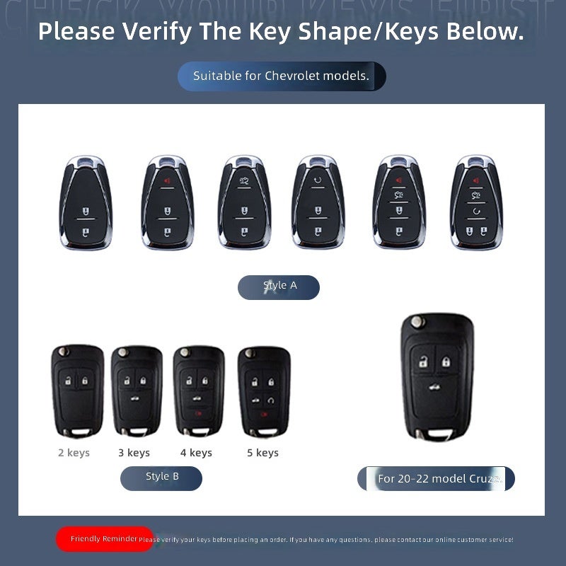 Chevrolet Protective Car Key Case Cover for Chevrolet Cruze, Cavalier, Malibu XL - Zinc Alloy, High-End Style - Image 2
