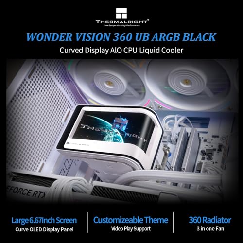 Thermalright Wonder Vision 360 UB ARGB CPU AIO Cooler360mm Radiator 2K 60HZ Curved Screen with 2400x1080 Resolutionfor AM4AM5Intel LGA18511700667in 3D Screen High Performance Pump - Image 3