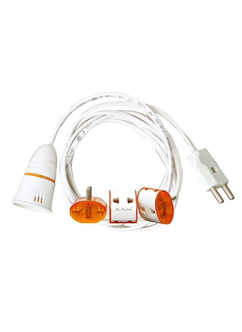 HI PLASST PINS N PLUGS HiPLASST 2Pin Plug with Bulb Holder 4m Flat Wire 1 Sq mm MultiPurpose for DIY Lights Festive Decorations Diwali Christmas Home Party Lighting  - Image 1