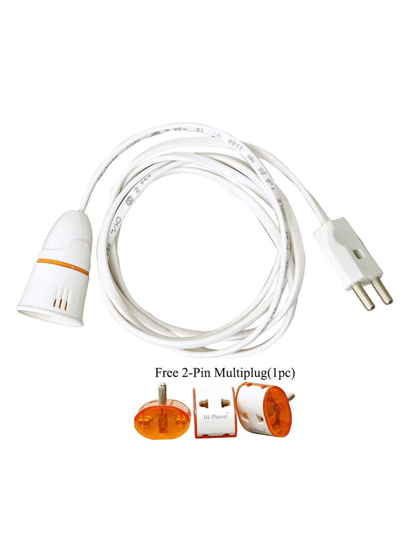 HI PLASST PINS N PLUGS HiPLASST 2Pin Plug with Bulb Holder 4m Flat Wire 1 Sq mm MultiPurpose for DIY Lights Festive Decorations Diwali Christmas Home Party Lighting  - Image 2